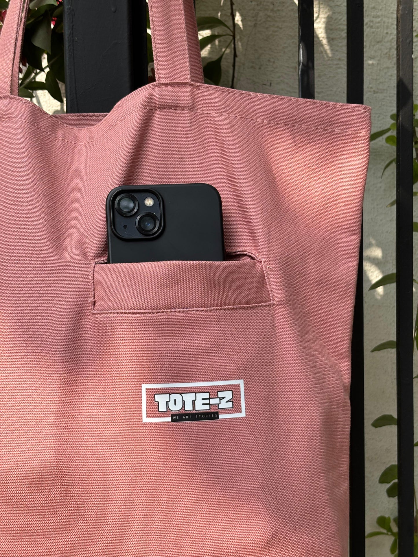 Z Front Pocket Tote - Dusty Rose Multipurpose Unisex Tote Bag for Daily Carry, Travel, Shopping, Storage and Everyday Essentials with Durable Design