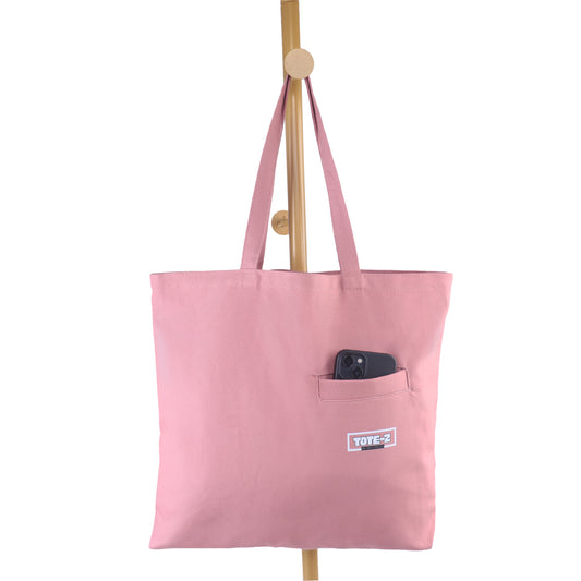 Z Front Pocket Tote - Dusty Rose Multipurpose Unisex Tote Bag for Daily Carry, Travel, Shopping, Storage and Everyday Essentials with Durable Design