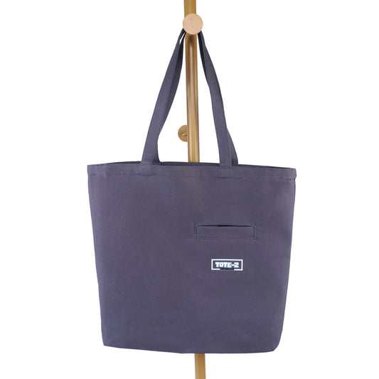 Z Front Pocket Tote - Slate Gray Multipurpose Unisex Tote Bag for Daily Carry, Travel, Shopping, Storage and Everyday Essentials with Durable Design
