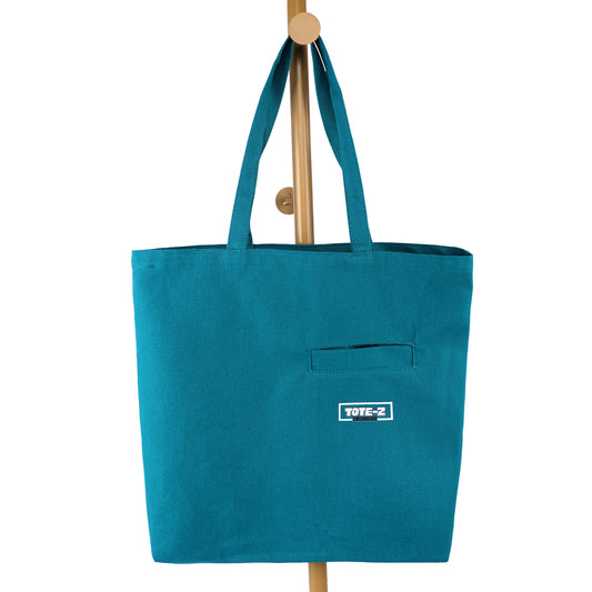Z Front Pocket Tote - Teal Green Multipurpose Unisex Tote Bag for Daily Carry, Travel, Shopping, Storage and Everyday Essentials with Durable Design