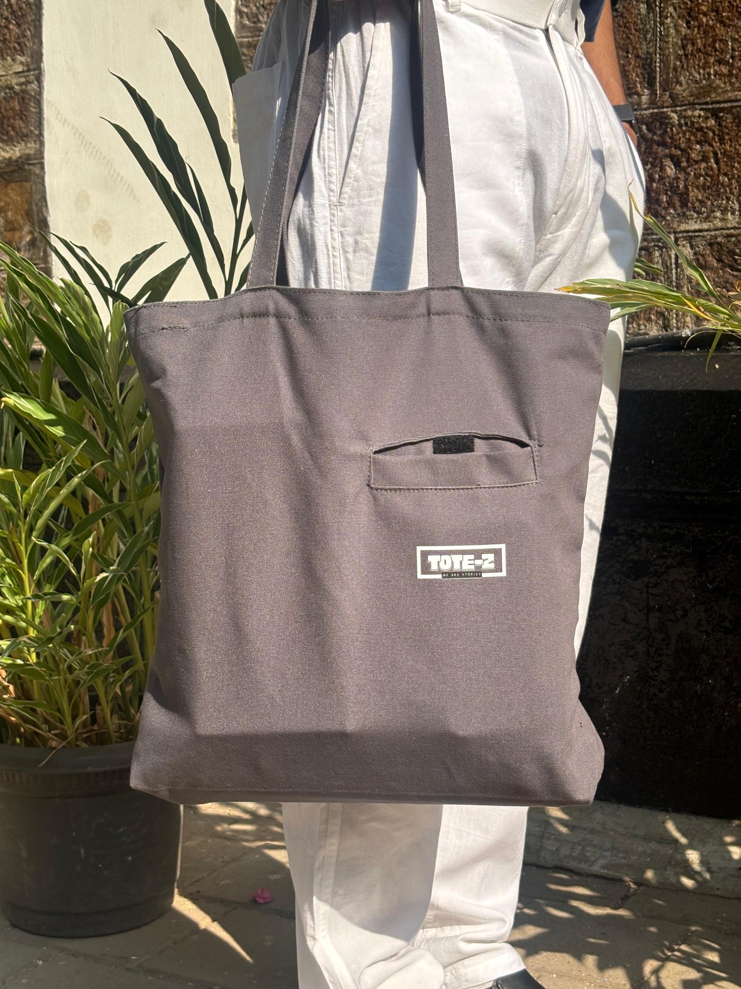 Z Front Pocket Tote - Slate Gray Multipurpose Unisex Tote Bag for Daily Carry, Travel, Shopping, Storage and Everyday Essentials with Durable Design